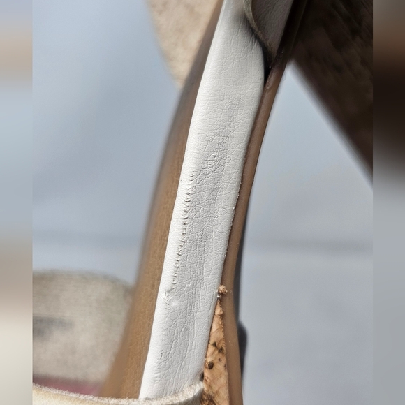 Lane Bryant Dream Cloud Cross-Front Faux Leather Platform Block Heel Beige 10.5W - Picture 13 of 16